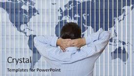  Presentation with world trade organization - Slides with businessman looking to world map background and a light blue colored foreground