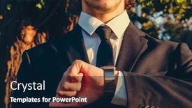  Presentation with smartwatch - Slide set consisting of businessman-looks-at-the-smartwatch background and a navy blue colored foreground