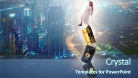  Presentation with balance - Slide set featuring businessman losing balance on oil background and a ocean colored foreground