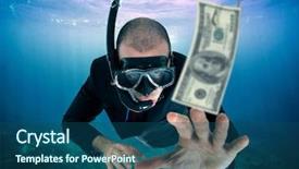  Presentation with money - Amazing presentation theme having businessman lured by money backdrop and a ocean colored foreground