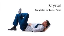  Presentation with dead egret birds lying - Cool new slide set with businessman lying on the floor backdrop and a white colored foreground