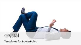  Presentation with octopus on isolated white - Audience pleasing presentation consisting of businessman lying on the floor backdrop and a white colored foreground