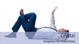 Presentation with floor - Audience pleasing slide set consisting of businessman lying on the floor backdrop and a light blue colored foreground