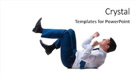  Presentation with octopus on isolated white - Slide deck having businessman lying on the floor background and a white colored foreground