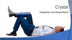  Presentation with floor inspection - Presentation design with businessman lying on the floor background and a white colored foreground