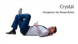  Presentation with floor - Slides enhanced with businessman lying on the floor background and a  colored foreground