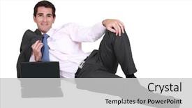  Presentation with floor - Beautiful presentation featuring businessman-lying-on-the-floor backdrop and a light gray colored foreground