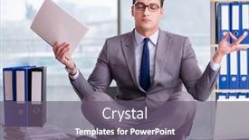  Presentation with office - Theme having businessman-meditating-in-the-office background and a gray colored foreground