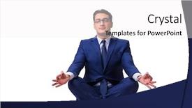  Presentation with floor - Cool new PPT layouts with businessman meditating on the floor backdrop and a  colored foreground
