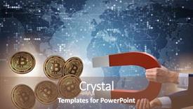  Presentation with magnet - Cool new presentation with businessman mining bitcoins with horseshoe backdrop and a tawny brown colored foreground