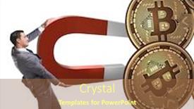  Presentation with magnet - Beautiful slide set featuring businessman-mining-bitcoins-with-horseshoe backdrop and a tawny brown colored foreground