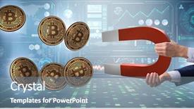  Presentation with magnet - Slide set having businessman mining bitcoins with horseshoe background and a  colored foreground