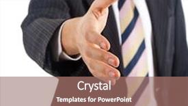  Presentation with handshake - Colorful PPT theme enhanced with job offer - businessman offering a handshake backdrop and a coral colored foreground