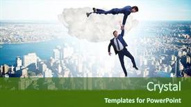  Presentation with helping hand - PPT theme consisting of businessman offering helping hand background and a tawny brown colored foreground