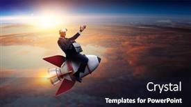  Presentation with rocket - Theme with businessman-on-a-rocket-mixed background and a wine colored foreground