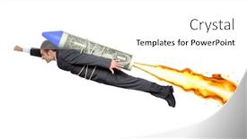  Presentation with rocket launch - Presentation featuring businessman-on-dollar-bill-rocket background and a white colored foreground
