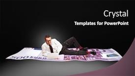  Presentation with carpet - Presentation with businessman on euro money flying carpet background and a black colored foreground