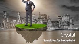  Presentation with future - Presentation featuring businessman-on-flying-island-looking background and a coral colored foreground