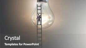  Presentation with light bulb - Theme with businessman on ladder with light background and a  colored foreground