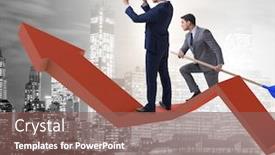  Presentation with business finish line - Cool new presentation theme with increased responsibility - businessman on line chart backdrop and a violet colored foreground