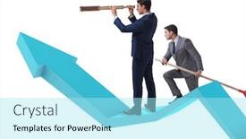  Presentation with business finish line - Audience pleasing slide set consisting of businessman on line chart in business concept backdrop and a arctic colored foreground