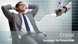  Presentation with trading - Theme with businessman-on-rocket-in-trading background and a gray colored foreground