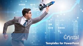  Presentation with trading - Amazing PPT layouts having businessman-on-rocket-in-trading backdrop and a teal colored foreground