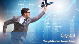  Presentation with trading - Theme having trade - businessman on rocket in trading background and a teal colored foreground