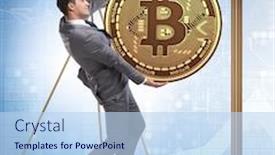  Presentation with bitcoins - Slides having businessman-on-scales-with-bitcoins background and a sky blue colored foreground