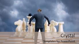  Presentation with chess board - Colorful theme enhanced with businessman on the chess board backdrop and a coral colored foreground