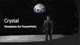  Presentation with moon - Beautiful slides featuring businessman on the moon observing backdrop and a black colored foreground