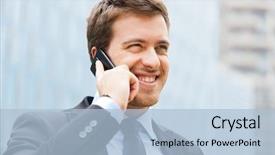  Presentation with hunting conceptual outdoor sports - Colorful presentation theme enhanced with businessman on the phon outdoor backdrop and a  colored foreground