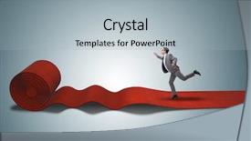  Presentation with red carpet - Theme having businessman on the red carpet background and a light gray colored foreground