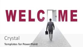  Presentation with welcome - Presentation theme having businessman-on-the-road-leading background and a white colored foreground
