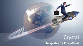  Presentation with rocket - Theme having businessman-on-the-rocket background and a seafoam green colored foreground