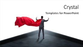  Presentation with summit - Presentation consisting of leadership summit - superhero businessman on top background and a white colored foreground