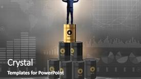  Presentation with barrels - Amazing presentation theme having businessman on top of oil backdrop and a  colored foreground