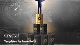  Presentation with barrels - Presentation theme enhanced with businessman on top of oil background and a  colored foreground
