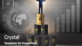 Presentation with barrels - Slide set consisting of businessman on top of oil background and a  colored foreground