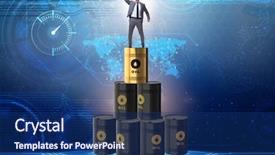  Presentation with barrels - Audience pleasing PPT theme consisting of businessman on top of oil backdrop and a  colored foreground