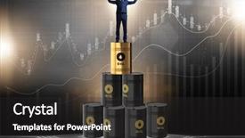  Presentation with barrels - Amazing slides having businessman on top of oil backdrop and a dark gray colored foreground