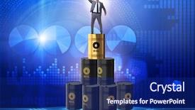  Presentation with barrels - Presentation theme enhanced with businessman on top of oil background and a navy blue colored foreground