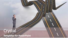  Presentation with bumpy road - Beautiful PPT theme featuring businessman on wavy road backdrop and a gray colored foreground