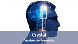  Presentation with artificial intelligence - Amazing PPT theme having businessman opening door to artificial backdrop and a  colored foreground