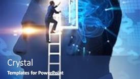  Presentation with artificial intelligence - Presentation theme featuring businessman-opening-door-to-artificial background and a ocean colored foreground