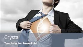  Presentation with acting - Amazing PPT theme having businessman opening his shirt on chest acting like super hero backdrop and a gray colored foreground