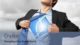  Presentation with acting - Beautiful slide set featuring businessman opening his shirt on chest acting like super hero backdrop and a teal colored foreground