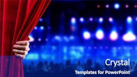  Presentation with red curtain - Amazing presentation design having businessman opening red velvet curtain backdrop and a royal blue colored foreground