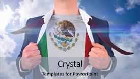  Presentation with mexico flag - Audience pleasing theme consisting of businessman-opening-shirt-to-reveal backdrop and a light gray colored foreground