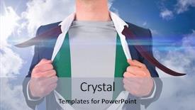  Presentation with reveal - PPT theme with businessman opening shirt to reveal nigeria flag against bright blue sky with clouds background and a light blue colored foreground